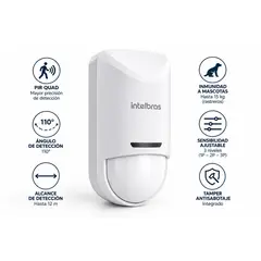INTELBRAS - Sensor Movimiento PIR IVP 5000 LD 12m 110° Cableado Antimascotas 15kg 9-16Vdc