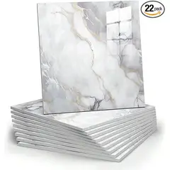GENERICO - Azulejo adhesivo 60x60 gris marmolizado con pegatina decorativa