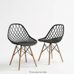 ENTRE NOS HOME - Silla De Diseño Sombra Negra x2 Altura 79cm Soporta Hasta 110kg