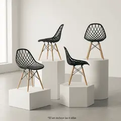 ENTRE NOS HOME - Silla De Diseño Sombra Negra x4 Altura 79cm Soporta Hasta 110kg