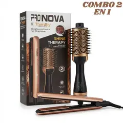 GENERICO - COMBO PLANCHA Y CEPILLO SECADOR KERATINA PRO-2601