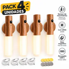 GENERICO - Lampara de Pared Decorativa Con Sensor Inalámbrica Magnetica Pack 4