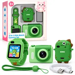 AMERICAN GENERICS - Set Reloj Cámara Infantil 3 En 1 Con Doble Pantalla Táctil Juegos