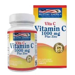 HEALTHY AMERICA - Vitamin C 1000 mg Plus Zinc Vitamina c 100 Tablets