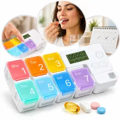 GENERICO - Organizador Semanal con Alarma para Pastillas y Vitaminas