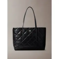 CALVIN KLEIN - Bolso negro tote pequeño acolchado