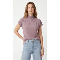 BELIFE - Blusa cuello alto lila para mujer
