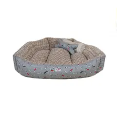 GUAMBA - Combo Cama Para Perro Teckel Extragrande 95X120Cm Gris