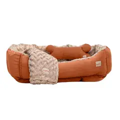 GUAMBA - Combo Cama Paris Para Perro Pistacho Coffee Coffee Mediana 60X70