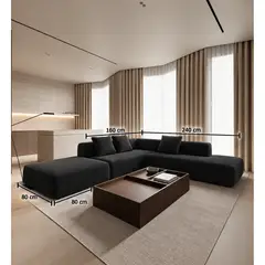 GENERICO - Elegantes Muebles Modernos en L Sala con Sofá esquinero y puff
