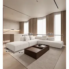 GENERICO - Elegantes Muebles Modernos en L Sala con Sofá esquinero y puff