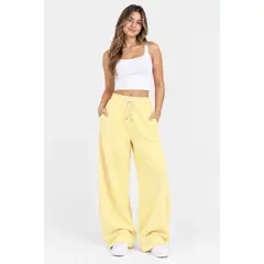 URBAN PLUS - Pantalon jogger mujer bota ancha en algodon amarillo