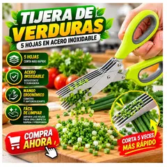GENERICO - Tijeras para Verduras y Hierbas 5 Hojas Acero Inoxidable