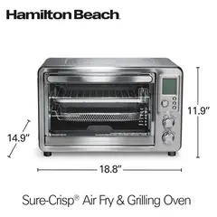 HAMILTON BEACH - Horno asador rosticero con freidor de aire Sure-Crisp con 6 programas