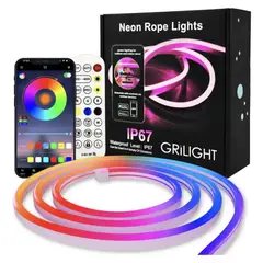 TECNOHOGAR JS - Tira Luz Led Neon Manguera 10 Metros Rítmica Control Remoto
