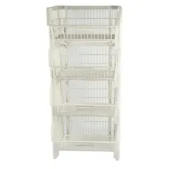 BUHOGAR - Organizador Multiestante Apilable X4 Canastas Multiusos En Plástico Canasto Hogar Color Negro