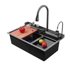HOME CARE TECHNOLOGY - Fregadero de Cocina Inteligente en Acero Inoxidable – Sistema Cascada, Lava Vasos y Pantalla Digital