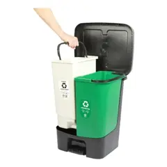 BUHOGAR - Papelera Doble De Pedal 40 Litros En Plástico Basura Canecas Hogar Organizacion Limpieza Color Negro