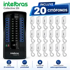 INTELBRAS - Kit Citofonía Collective 20i + 20 Citófonos TDMI 300 Blancos Control Acceso