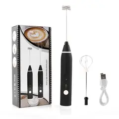 GENERICO - Batidor Eléctrico Espumador De Leche Recargable USB Con 2 Cabezales