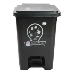 BUHOGAR - Caneca Papelera Basurera Con Tapa Y Pedal 35 Litros Para Cocina En Plastico Cocina Hogar Color Negro