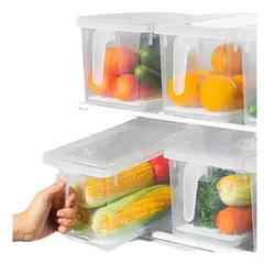 BUHOGAR - Organizadores Para Nevera Y Cocina Contenedores Apilables X 4 Gabinetes Guardado Color Transparente
