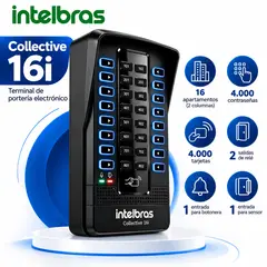 INTELBRAS - Portero Electrónico Collective 16i con 16 Extensiones Lector Proximidad RS-485