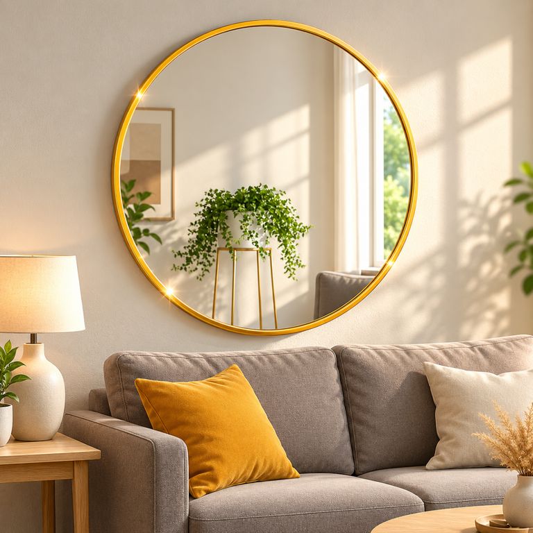 Espejo Circular Negro 80cm Minimalista Para Hogar