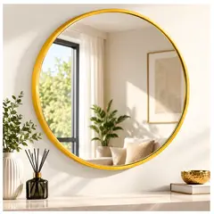 GENERICO - Espejo Circular Negro 60 cm Minimalista Moderno Para Hogar
