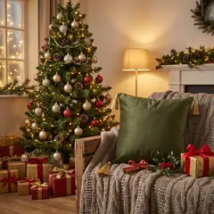 NOSSARENA - Cojín Decorativo Navideño Verde Esmeralda 45x45cm