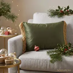 NOSSARENA - Cojín Navideño Verde Esmeralda 50x35cm