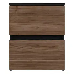 MADERKIT - Mesa De Noche Con 2 Cajones Diseño Liso Muebles Para El Hogar Color Gales Wengue Acabado Mate