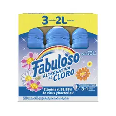 FABULOSO - Alternativa al Cloro Desinfectante Líquido Fresca Primavera 3 Unidades / 2 L