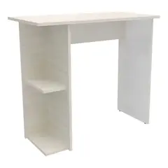 GENERICO - Escritorio Básico Con Estantes Laterales En Compuesto De Madera Muebles Hogar Color Blanco Niebla