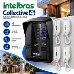 INTELBRAS - Kit Citofonía Collective 4i + 4 Citófonos TDMI 300 Blanco Control de Acceso