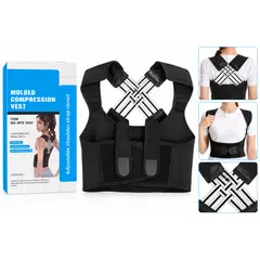 GENERICO - Corrector de Postura Ajustable Unisex con Soporte Lumbar y Espalda – Negro
