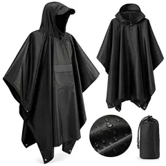 AMERICAN GENERICS - Capa De Lluvia Impermeable Con Capucha Para Adulto Color Negro