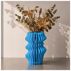 TIZZY DISEÑO - Florero Artístico Azul Celeste en MDF para Flores Secas Diseño Moderno