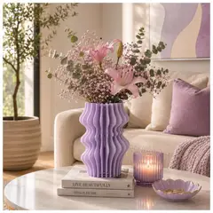 TIZZY DISEÑO - Florero Artístico Lila en MDF para Flores Secas Diseño Moderno