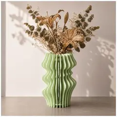 TIZZY DISEÑO - Florero Artístico Verde pastel en MDF para Flores Secas Diseño Moderno