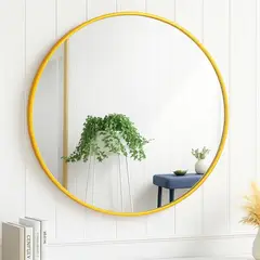 GENERICO - Espejo Decorativo Redondo 80 cm Marco Dorado Moderno