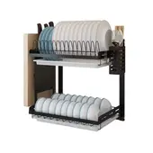 GENERICO - Escurridor De Cocina Metálico 42 Cm De Dos Niveles Negro