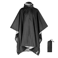 GENERICO - Capa De Lluvia Impermeable Con Capucha Negro