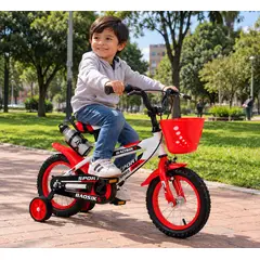 LANZURY IMPORTACIONES - Bicicleta Infantil Rin 12 Para Niño Con Llantas Auxiliares ROJA NIÑO