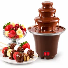 SWISSHOME - Fuente Chocolate 3 Niveles Fondue Eléctrica Mini Fiestas