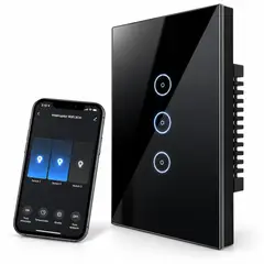 SWISSHOME - Interruptor Triple Wifi Inteligente Alexa Google Home Wifi