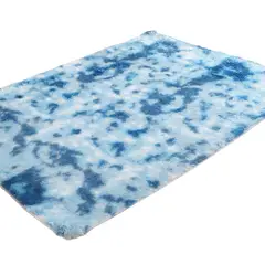 GENERICO - Alfombra Peluche Jaspeada Celeste 150x200 cm Suave Antideslizante para Sala y Habitación