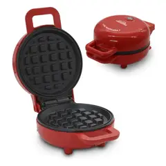 HOME ELEMENTS - Mini Wafflera 1 Puesto Antiadherente Roja