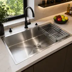 PAMO - Lavaplatos Sencillo en Acero Inoxidable 304 de 70 × 45 × 21 cm
