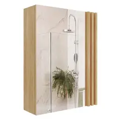 MADERKIT - Gabinete Para Baño Con Espejo Enmarcado En Madera Natural Muebles Para El Hogar Color Beige Claro